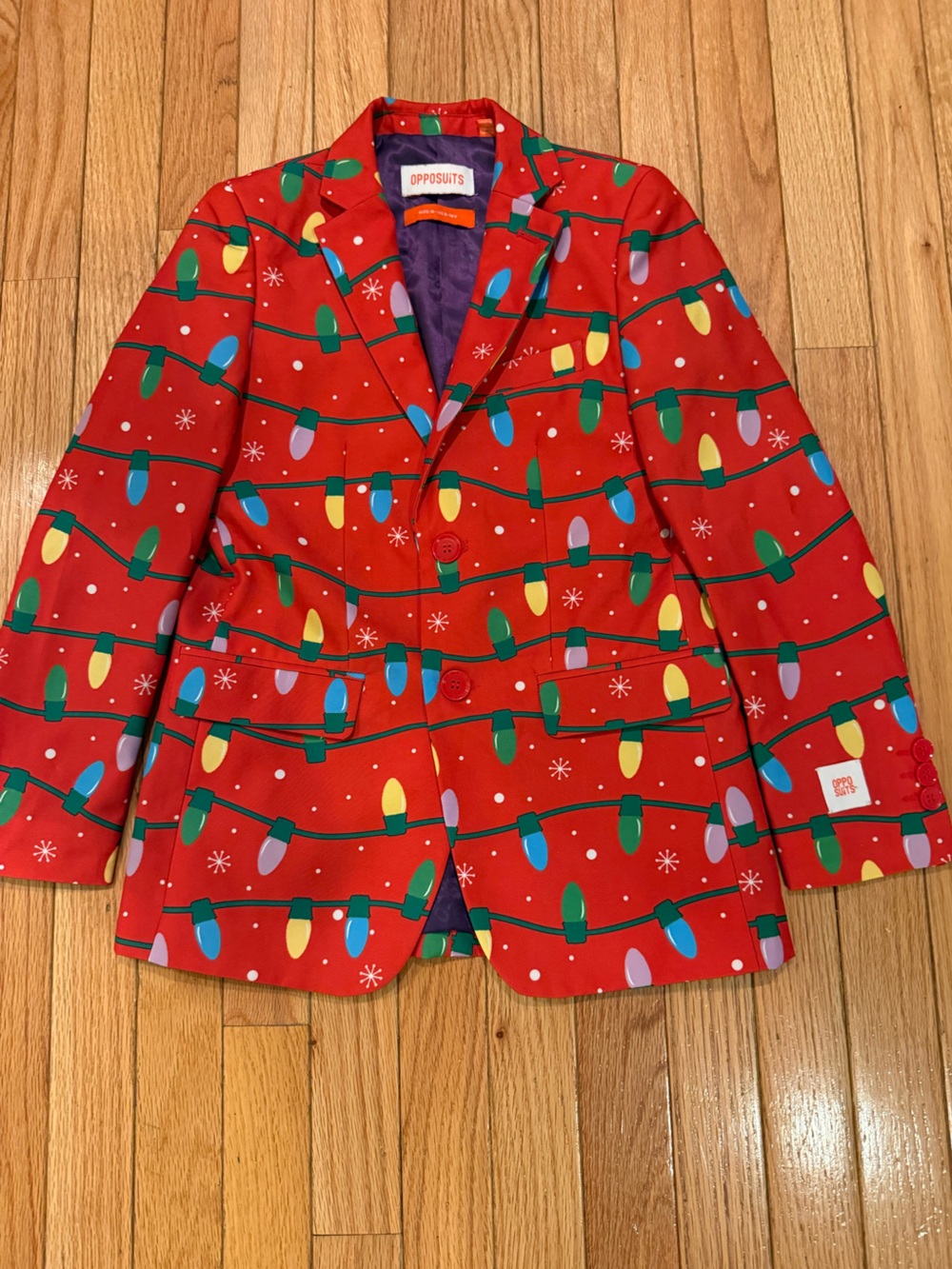 OppoSuits Red Holiday Light Print Blazer 8-10Y